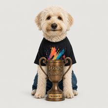 Third example of a personalized dog portrait in The Barking Champion outfit