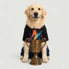Example of a personalized dog portrait in The Barking Champion outfit