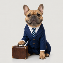 Third example of a personalized dog portrait in The Boss outfit