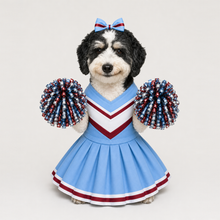 Third example of a personalized dog portrait in The Cheerleader outfit