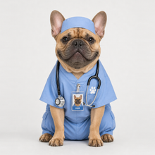 Third example of a personalized dog portrait in The Nurse outfit