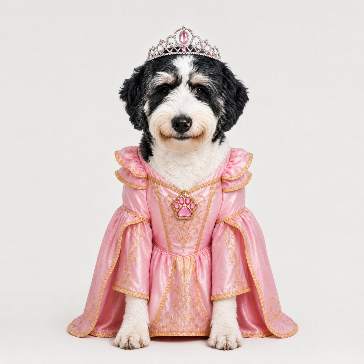 Example of a personalized dog portrait in The Princess outfit